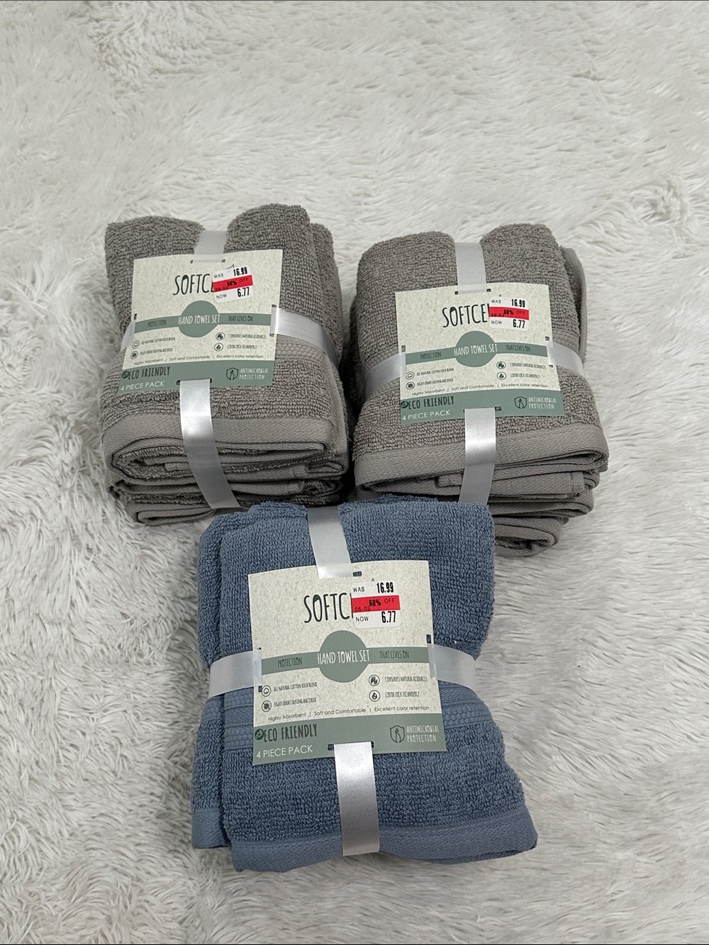 🥕 Bundle of 3 , 4 packs NWT  Softcell Hand Towels